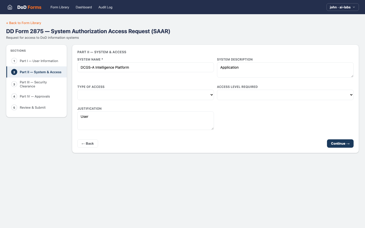 DD-2875 — Part2 Filled view