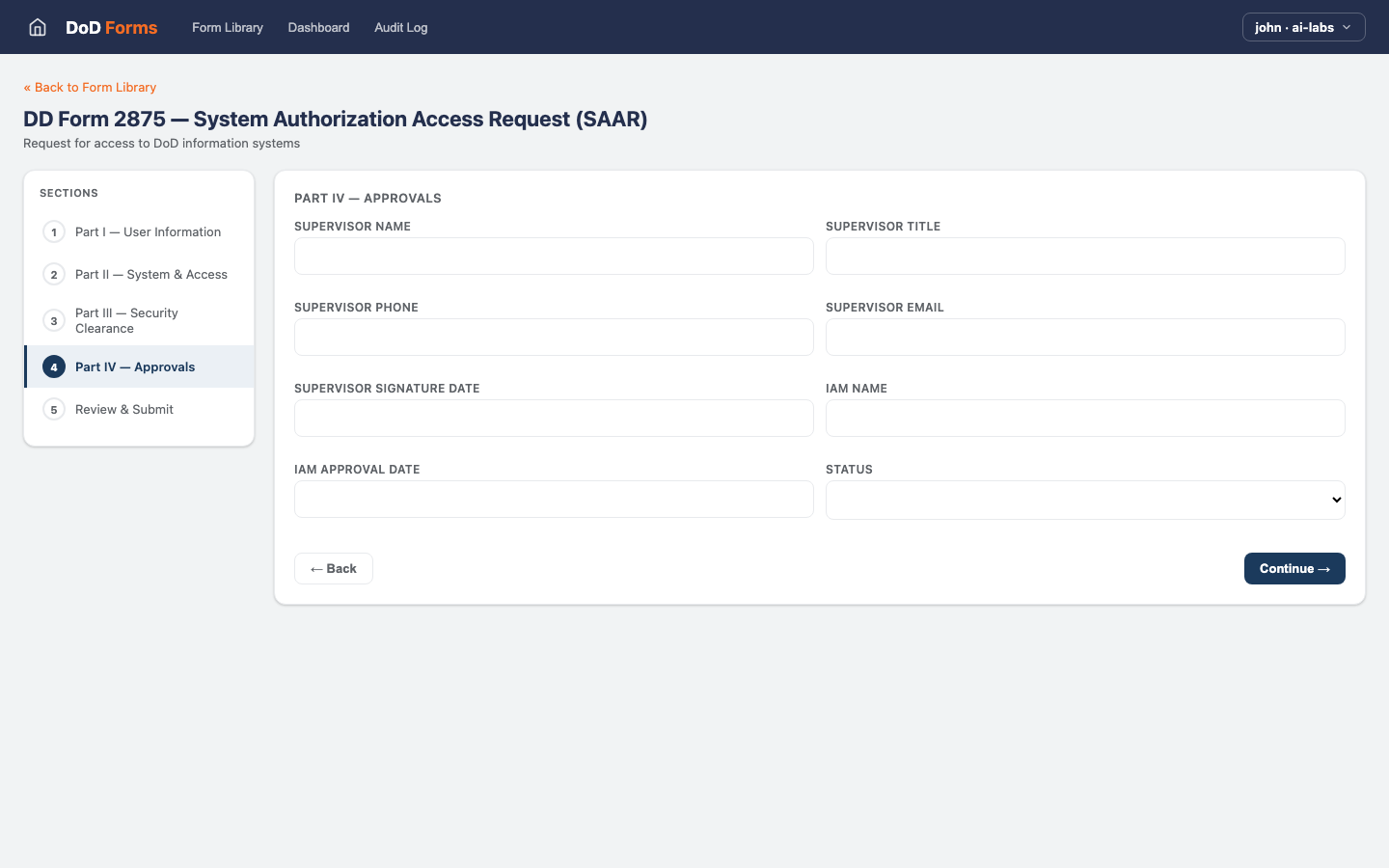 DD-2875 — Part4 Approvals view