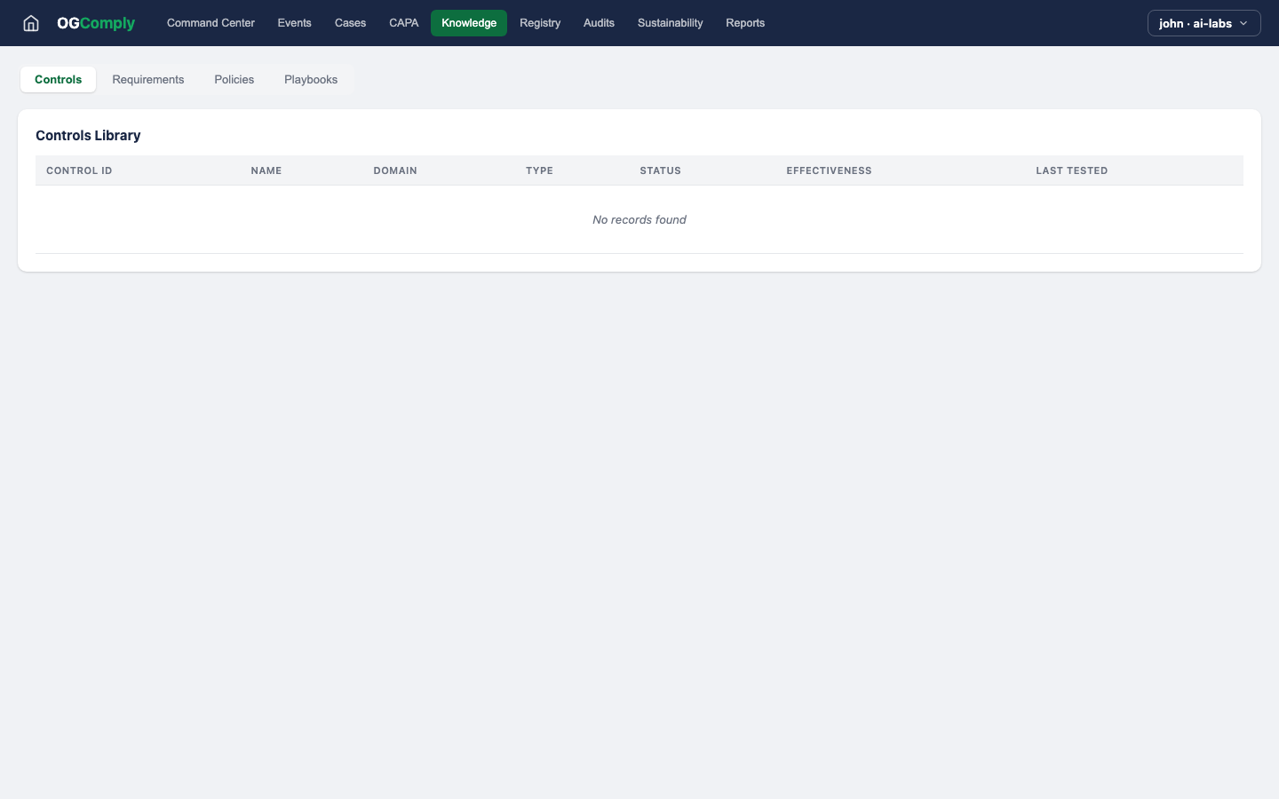 Oil & Gas Compliance — Knowledge view