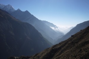 You must reach the first mountain peak to see the next