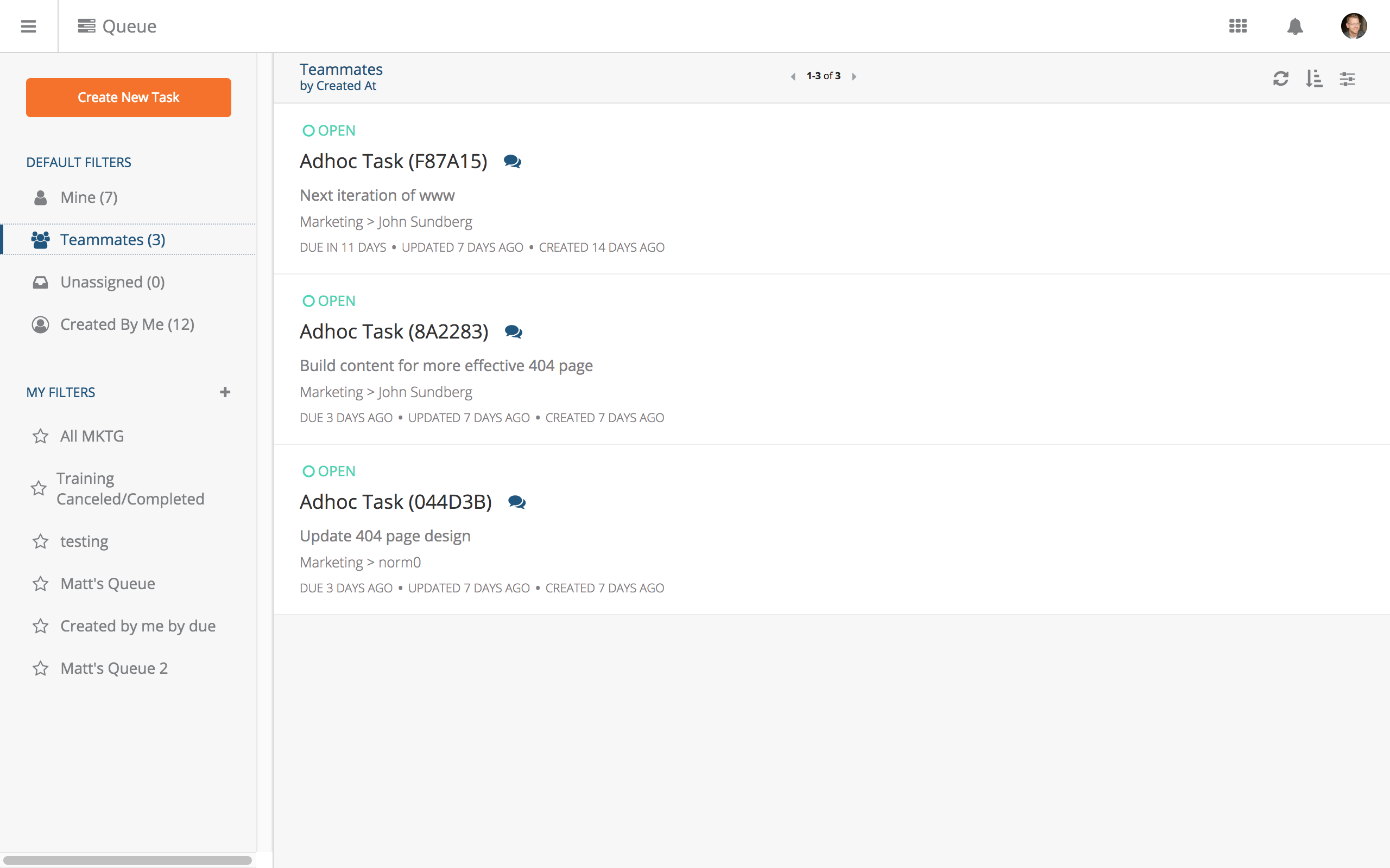 team queue view team queue view